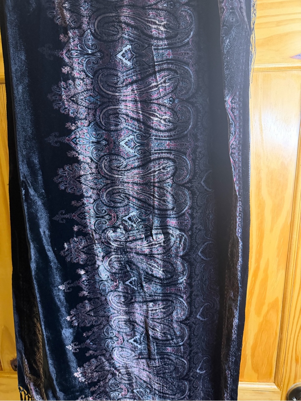 Ralph Lauren Purple Label Black Velvet Paisley Scarf